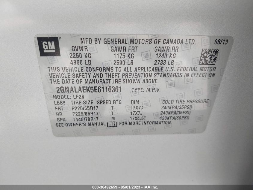2014 CHEVROLET EQUINOX LS - 2GNALAEK5E6116361