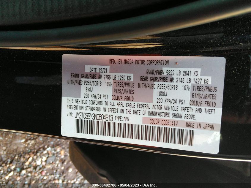 2022 MAZDA CX-9 SPORT - JM3TCBBY3N0604613