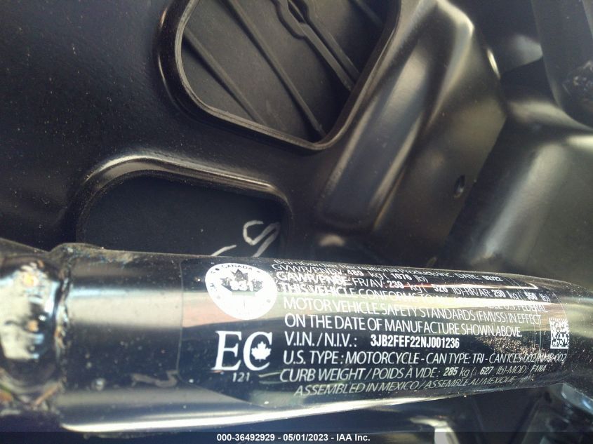 2022 CAN-AM RYKER 3JB2FEF22NJ001236
