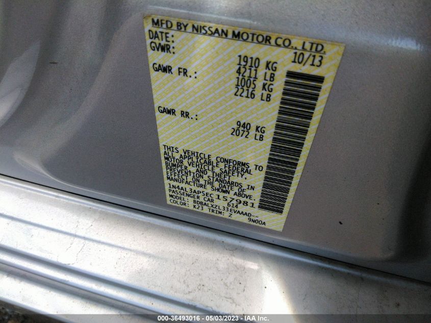2014 NISSAN ALTIMA 2.5 SL - 1N4AL3AP5EC157981