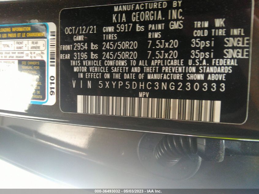 2022 KIA TELLURIDE SX - 5XYP5DHC3NG230333