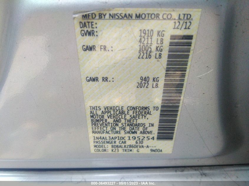 2013 NISSAN ALTIMA 2.5 S - 1N4AL3AP1DC195254