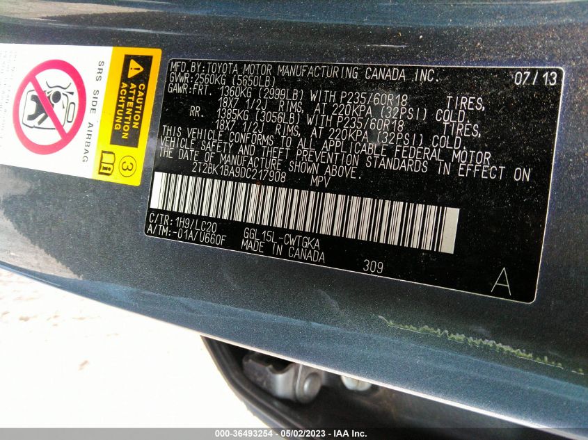 2013 LEXUS RX 350 - 2T2BK1BA9DC217908