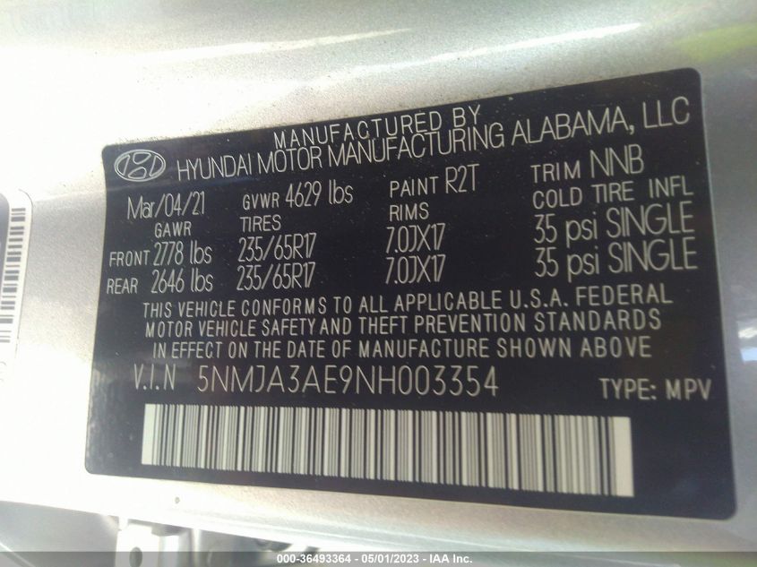 2022 HYUNDAI TUCSON SE - 5NMJA3AE9NH003354