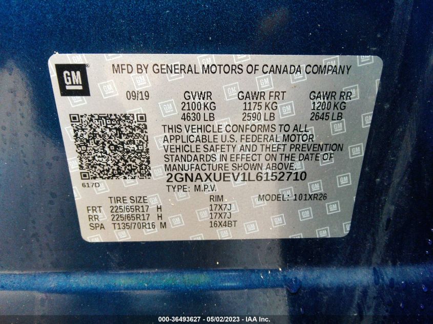 2020 CHEVROLET EQUINOX LT - 2GNAXUEV1L6152710