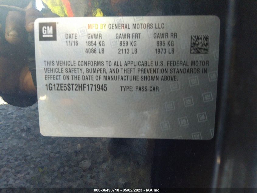 2017 CHEVROLET MALIBU LT - 1G1ZE5ST2HF171945