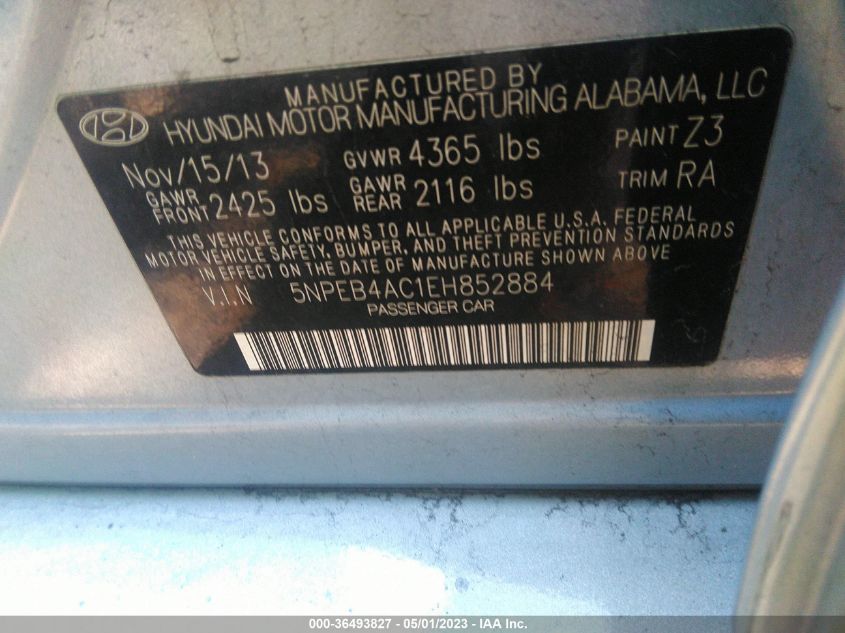 2014 HYUNDAI SONATA GLS - 5NPEB4AC1EH852884