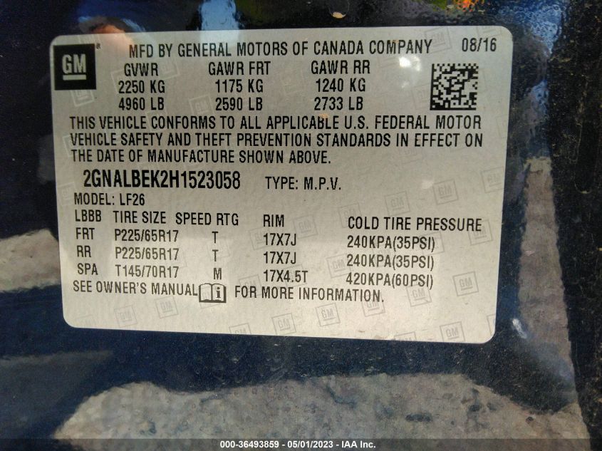 2017 CHEVROLET EQUINOX LS - 2GNALBEK2H1523058