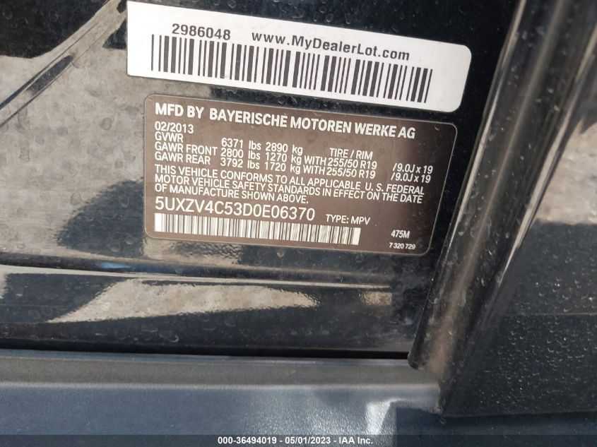 2013 BMW X5 XDRIVE35I - 5UXZV4C53D0E06370
