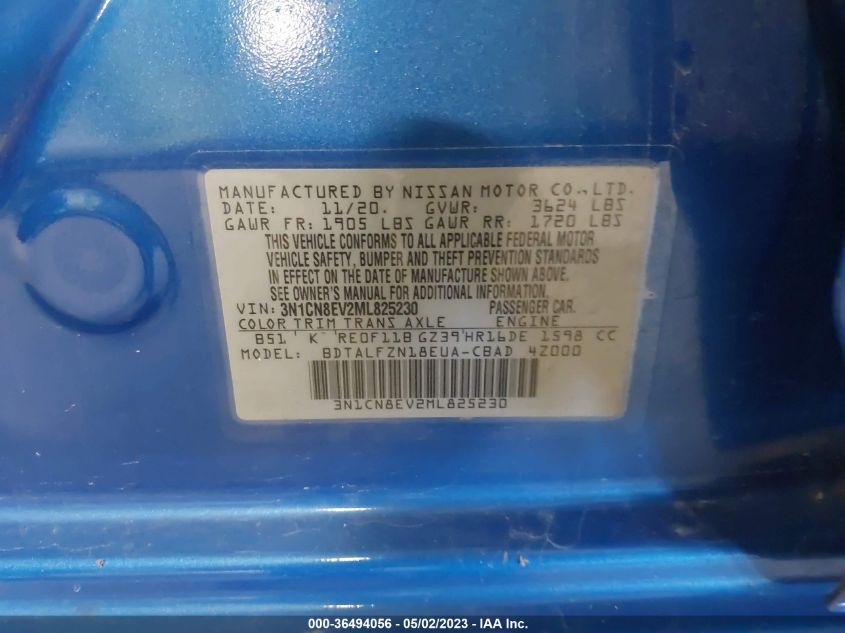 2021 NISSAN VERSA SV - 3N1CN8EV2ML825230