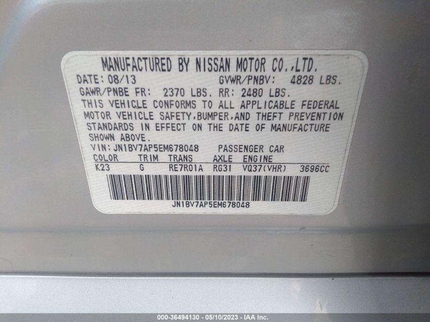 2014 INFINITI Q50 PREMIUM - JN1BV7AP5EM678048