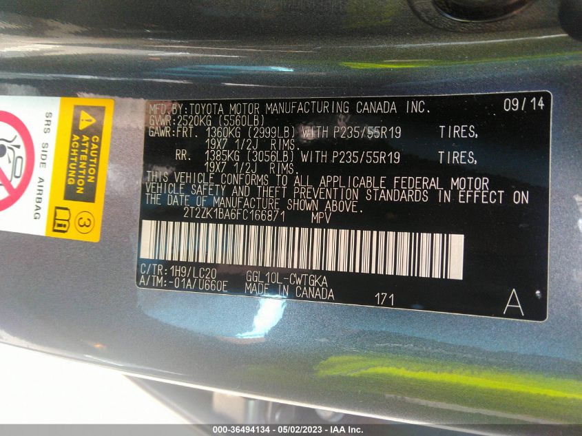 2015 LEXUS RX 350 - 2T2ZK1BA6FC166871