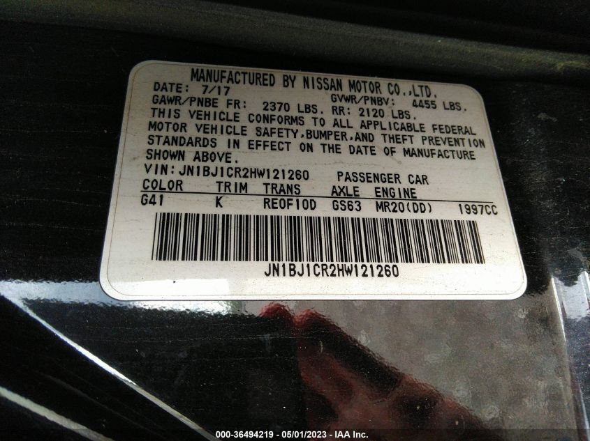2017 NISSAN ROGUE SPORT SL - JN1BJ1CR2HW121260
