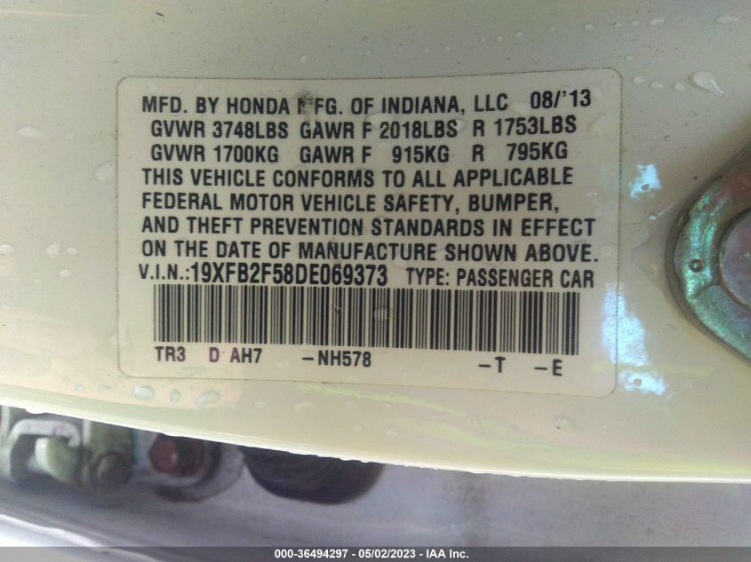 2013 HONDA CIVIC SDN LX - 19XFB2F58DE069373