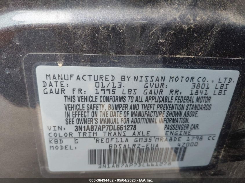 2013 NISSAN SENTRA SR - 3N1AB7AP7DL661278