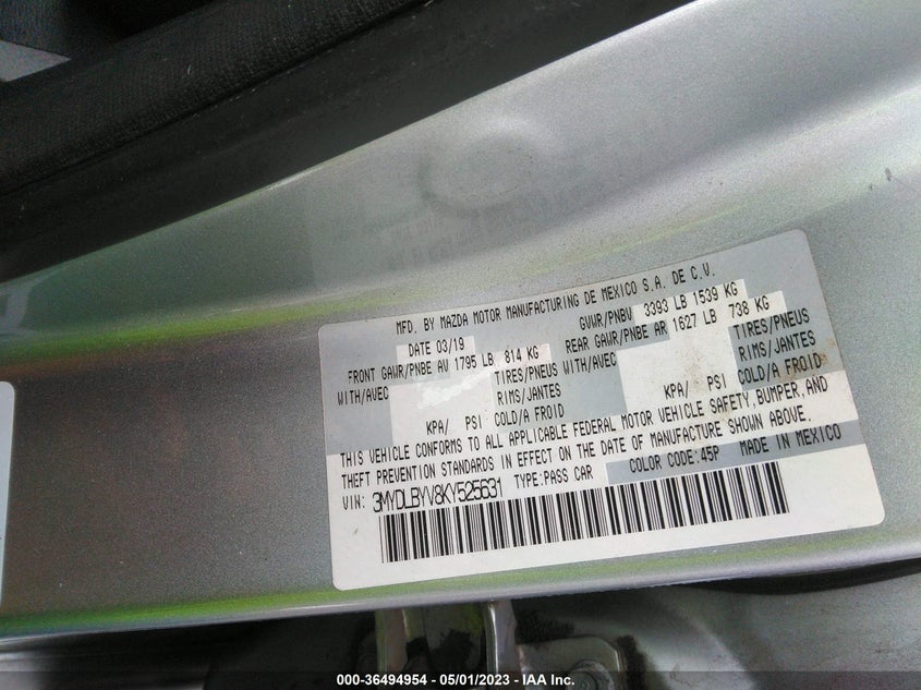 VIN 3MYDLBYV8KY525631 2019 TOYOTA YARIS SEDAN L/LE/XLE