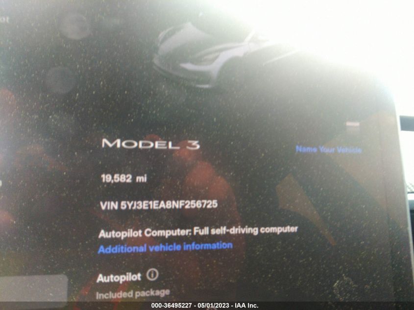 2022 TESLA MODEL 3 - 5YJ3E1EA8NF256725