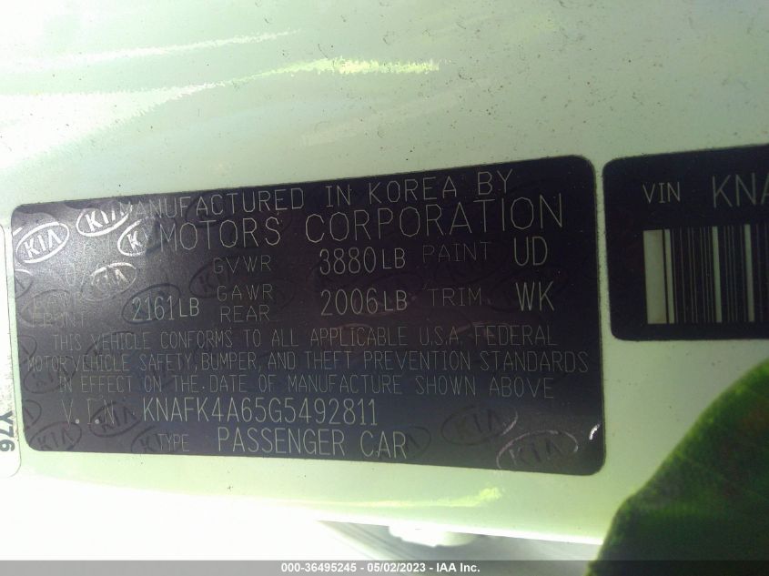 2016 KIA FORTE LX - KNAFK4A65G5492811