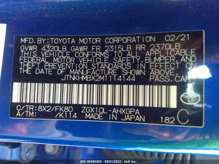 2021 TOYOTA C-HR LE/XLE/LIMITED/NIGHTSHADE - JTNKHMBX2M1114144