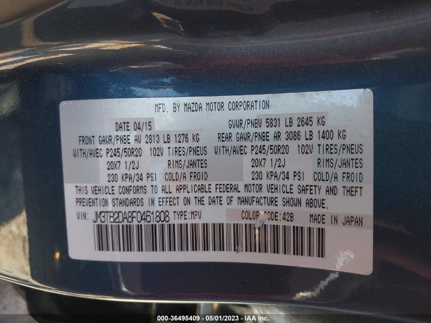 2015 MAZDA CX-9 GRAND TOURING - JM3TB2DA8F0461808