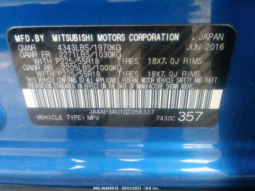 2016 MITSUBISHI OUTLANDER SPORT 2.0 ES - JA4AP3AU1GZ056337