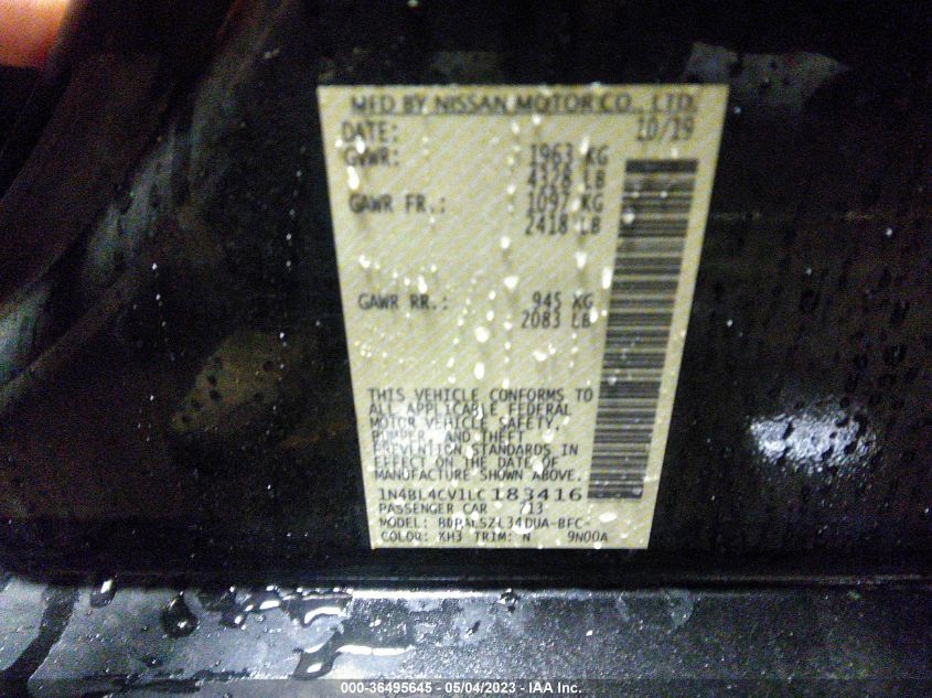 2020 NISSAN ALTIMA 2.5 SR - 1N4BL4CV1LC183416