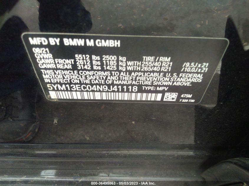 2022 BMW X3 M 5YM13EC04N9J41118