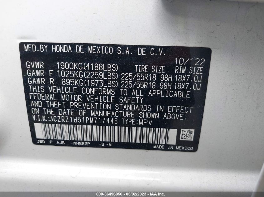 2023 HONDA HR-V SPORT - 3CZRZ1H51PM717446