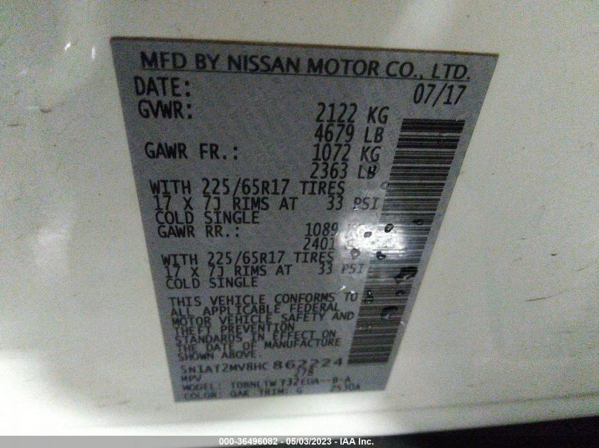 2017 NISSAN ROGUE SV - 5N1AT2MV8HC862224