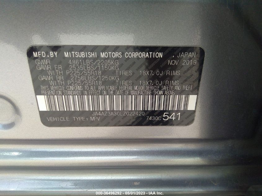 2020 MITSUBISHI OUTLANDER ES/SE/SEL/LE/SP - JA4AZ3A30LZ022420