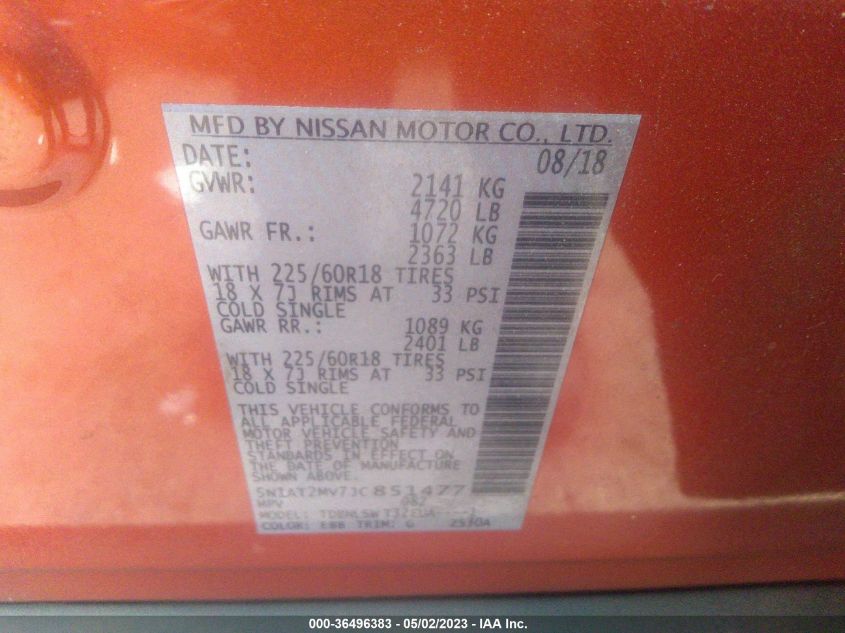 2018 NISSAN ROGUE SL - 5N1AT2MV7JC851477