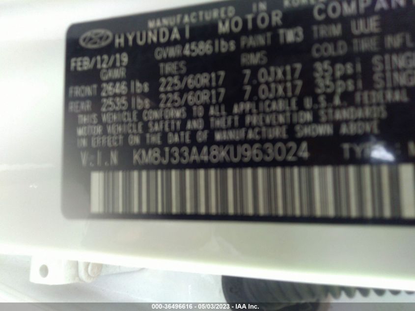 2019 HYUNDAI TUCSON VALUE - KM8J33A48KU963024