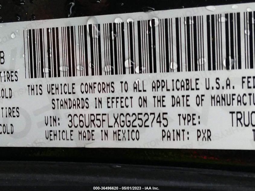 2016 RAM 2500 LARAMIE - 3C6UR5FLXGG252745