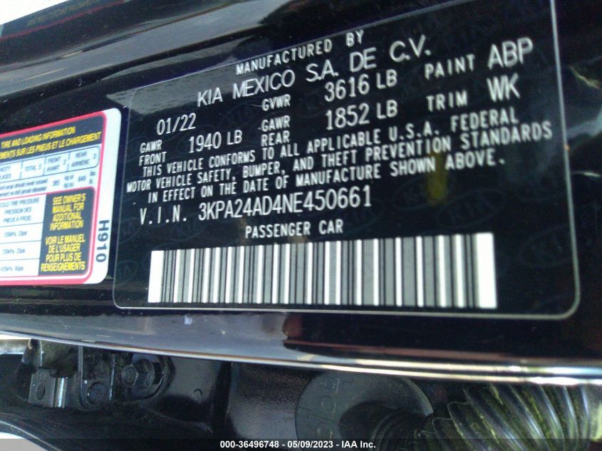 2022 KIA RIO LX - 3KPA24AD4NE450661