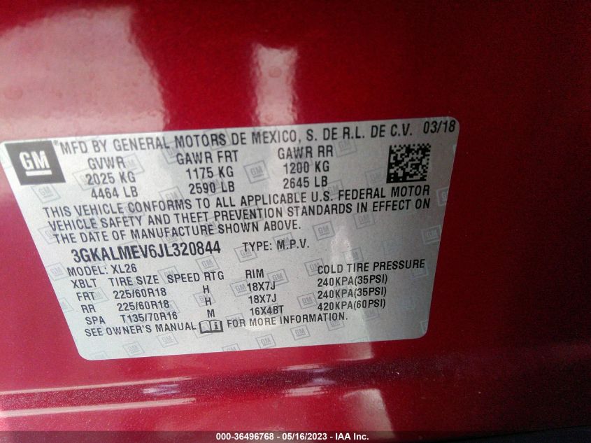 2018 GMC TERRAIN SLE - 3GKALMEV6JL320844