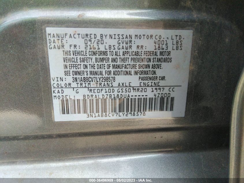 2020 NISSAN SENTRA SV - 3N1AB8CV7LY298578