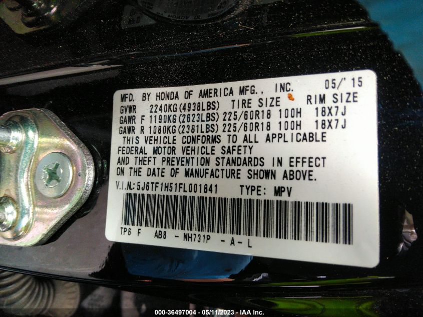2015 HONDA CROSSTOUR EX-L - 5J6TF1H51FL001841