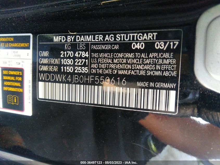 2017 MERCEDES-BENZ C-CLASS C 300 - WDDWK4JB0HF550616