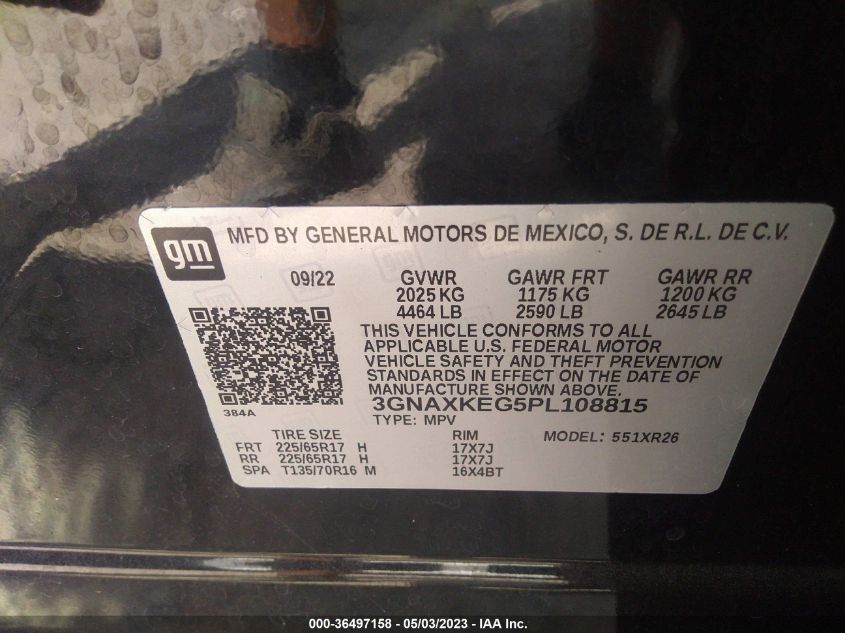 2023 CHEVROLET EQUINOX LT - 3GNAXKEG5PL108815