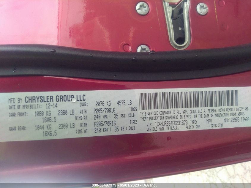 2015 JEEP PATRIOT SPORT - 1C4NJRBB4FD231670