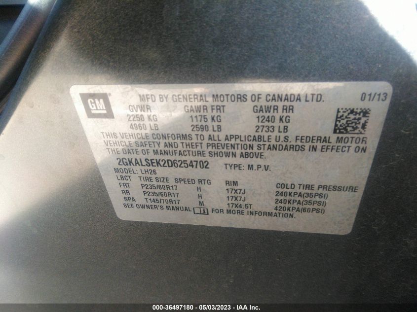 2013 GMC TERRAIN SLE - 2GKALSEK2D6254702