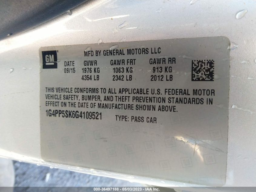 2016 BUICK VERANO - 1G4PP5SK6G4109521