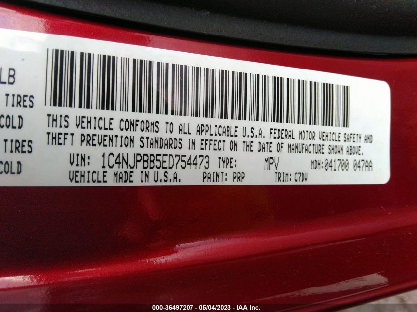 2014 JEEP PATRIOT SPORT - 1C4NJPBB5ED754473
