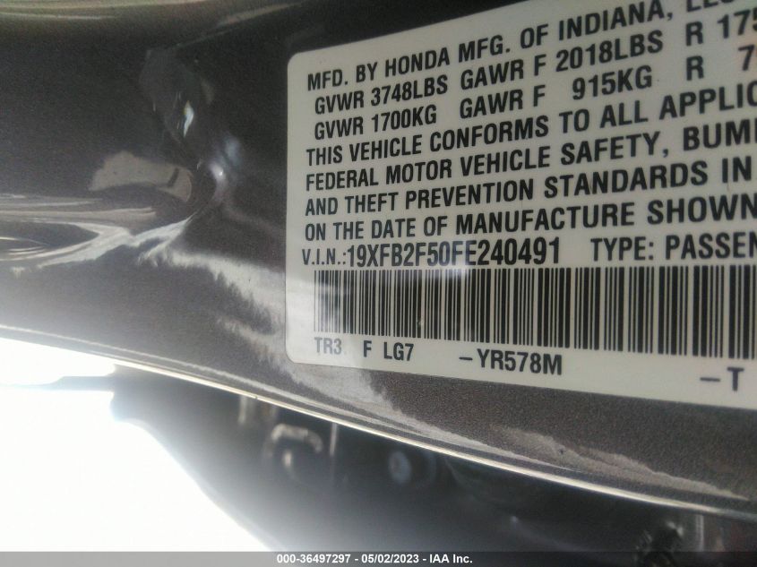 2015 HONDA CIVIC SEDAN LX - 19XFB2F50FE240491