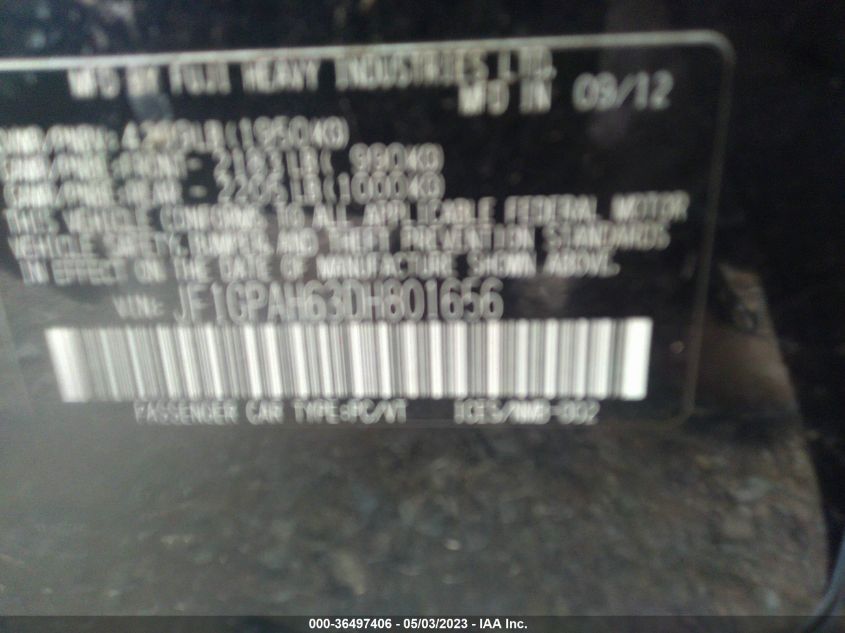 2013 SUBARU IMPREZA WAGON 2.0I LIMITED - JF1GPAH63DH801656