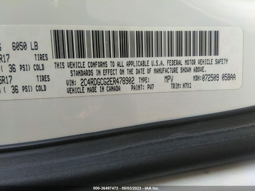 2014 DODGE GRAND CARAVAN SXT - 2C4RDGCG2ER478902