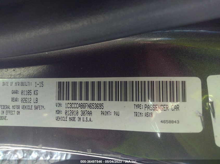 2015 CHRYSLER 200 LIMITED - 1C3CCCAB6FN653695