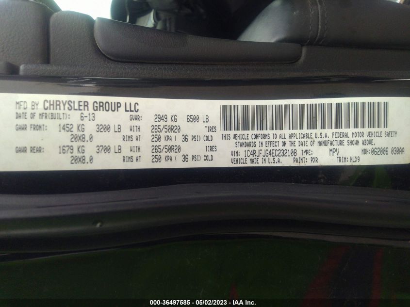 2014 JEEP GRAND CHEROKEE SUMMIT - 1C4RJFJG4EC232108