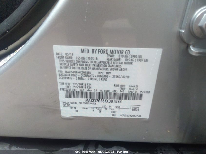 2019 FORD ECOSPORT SE - MAJ3S2GE6KC301898