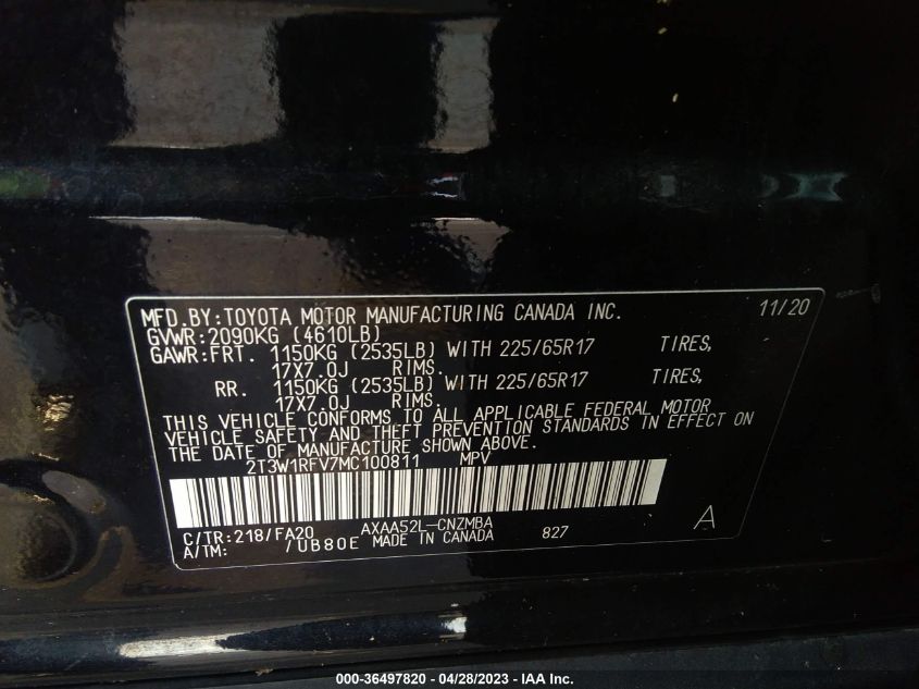 2021 TOYOTA RAV4 XLE - 2T3W1RFV7MC100811